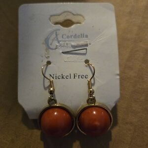 NWOT Gold and Orange Sphere Earrings